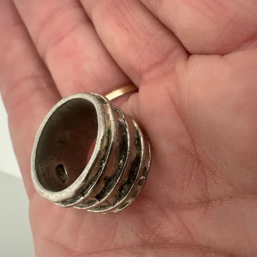 Vintage Heavy Brutalist Artesian Turquoise Statement Band Ring Size Size 6